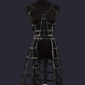 Edgy Black Cage Harness Dress